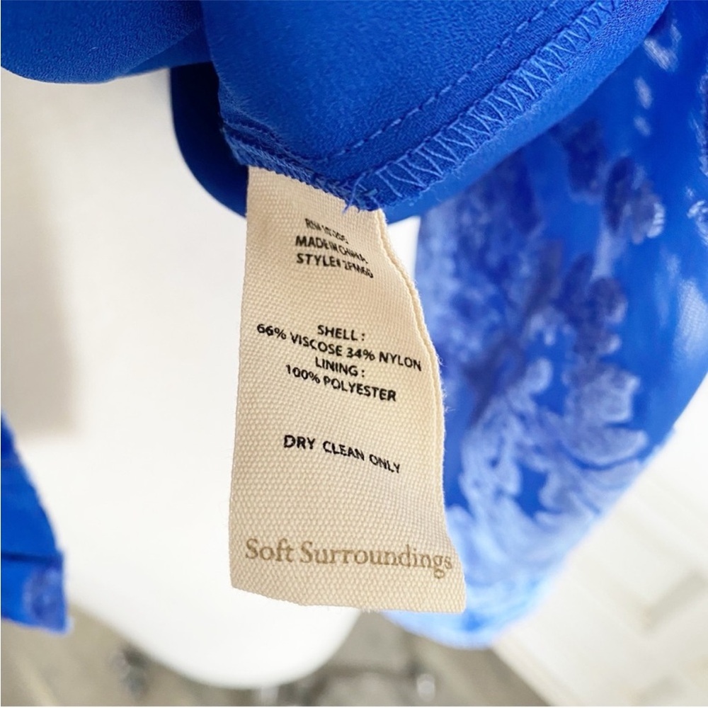 NWT Soft Surroundings Floreat Velvet Shirt Sapphire Blue Button Down Top Medium - Picture 10 of 16